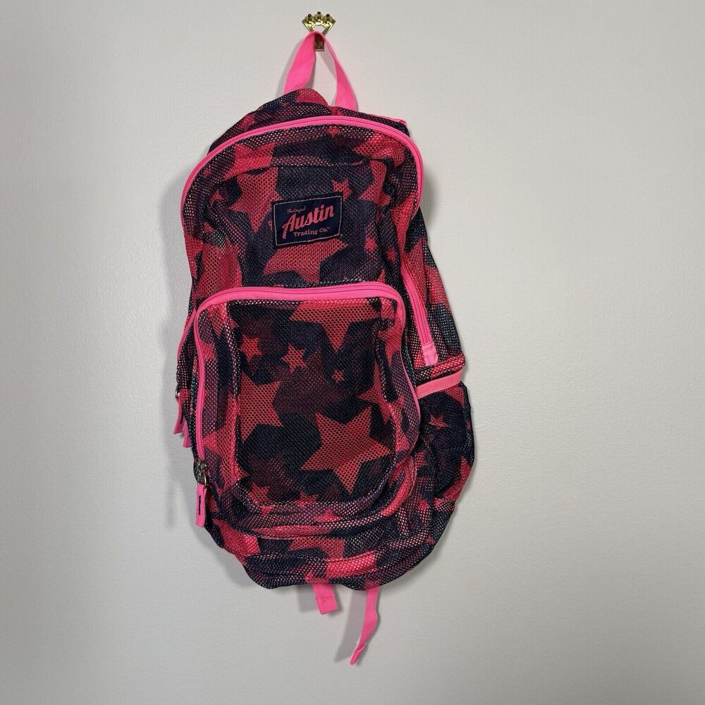 Austin Trading Company Pink Blue Star Mesh Backpack